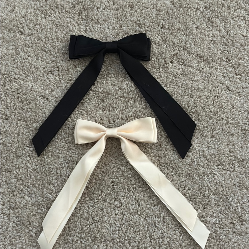 Black and Cream Hair Accessories Elegant Satin Bows